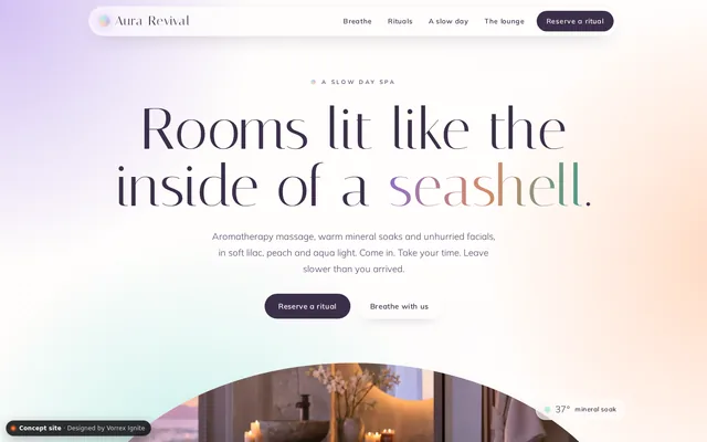 Homepage of the Aura Revival concept site