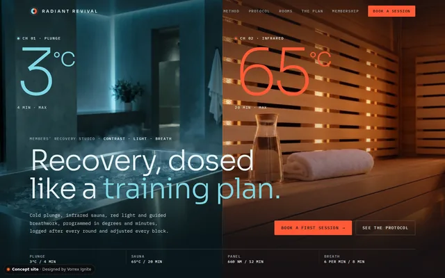 Homepage of the Radiant Revival concept site
